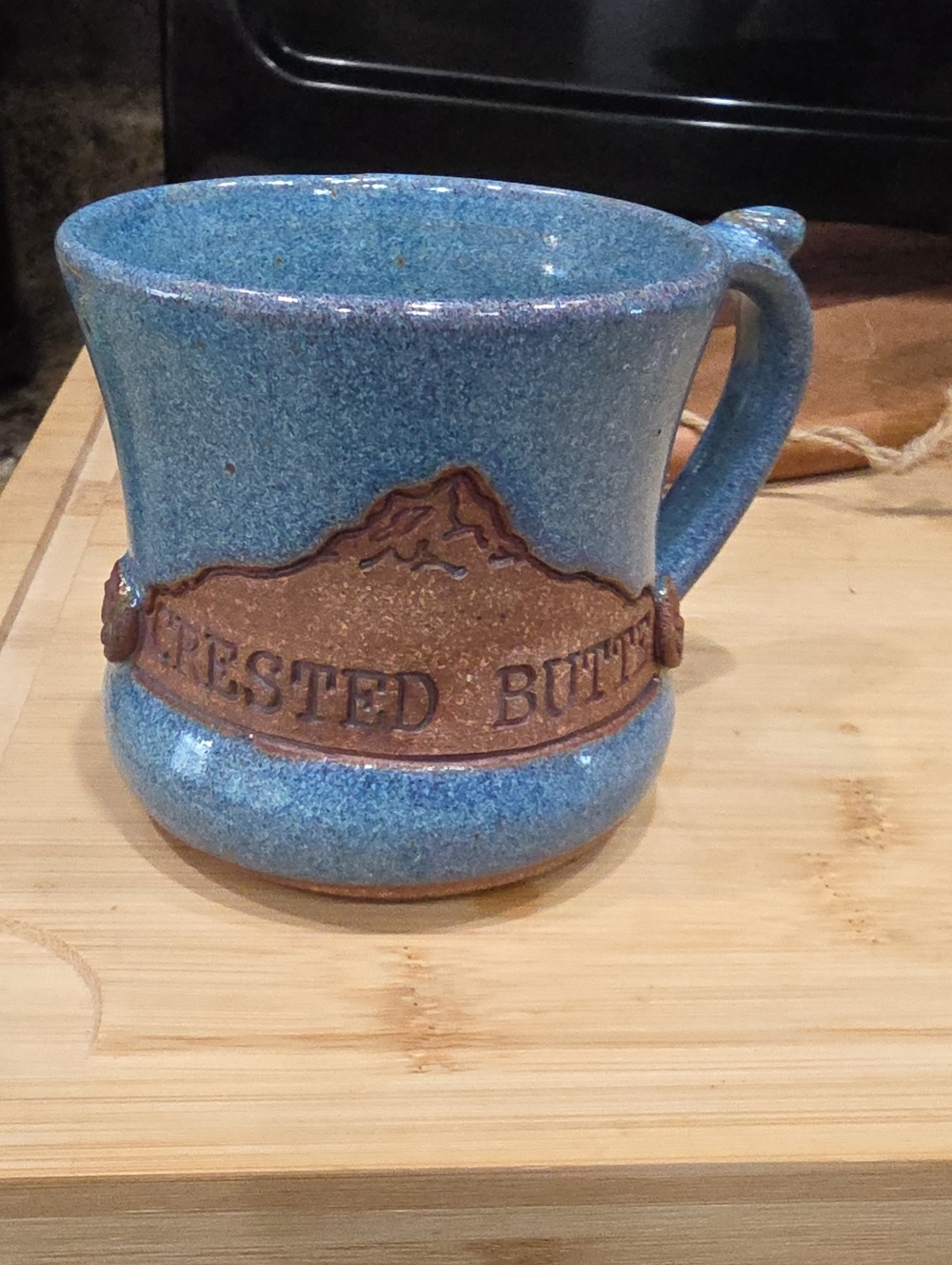 Blue Speckled Ceramic Mug From Crested Butte Colorado, Band - Down To Earth Mug.